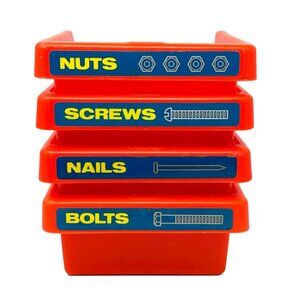 LITTLE TIKES Workbench Lot 4 Red Drawer Nails Screws Nuts Bolts Tool Bin